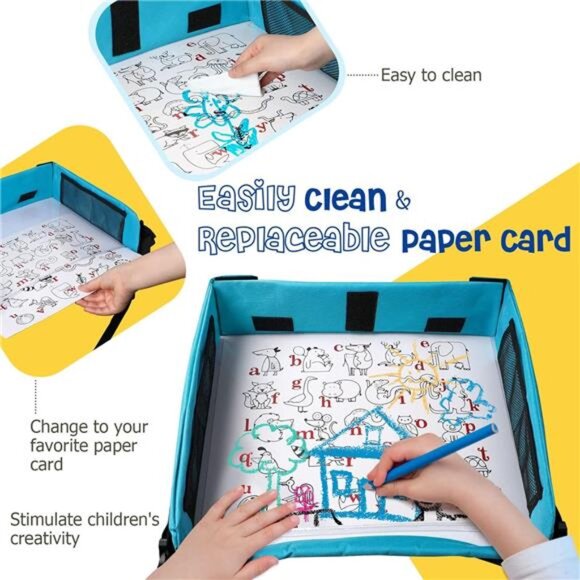 Kids Travel Car Seat Organizer Activity Tray Waterproof Tablet Holder Stroller - Picture 5 of 7